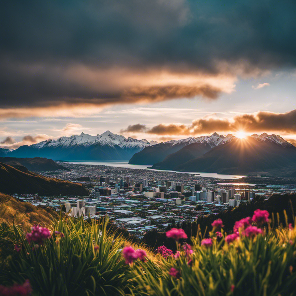 An image showcasing the vibrant beauty of New Zealand during its peak tourist seasons