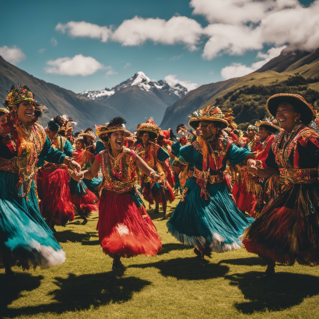An image showcasing the vibrant festivities of New Zealand by capturing a lively cultural event, with locals in colorful traditional attire, dancing to rhythmic tunes amidst the stunning backdrop of breathtaking landscapes